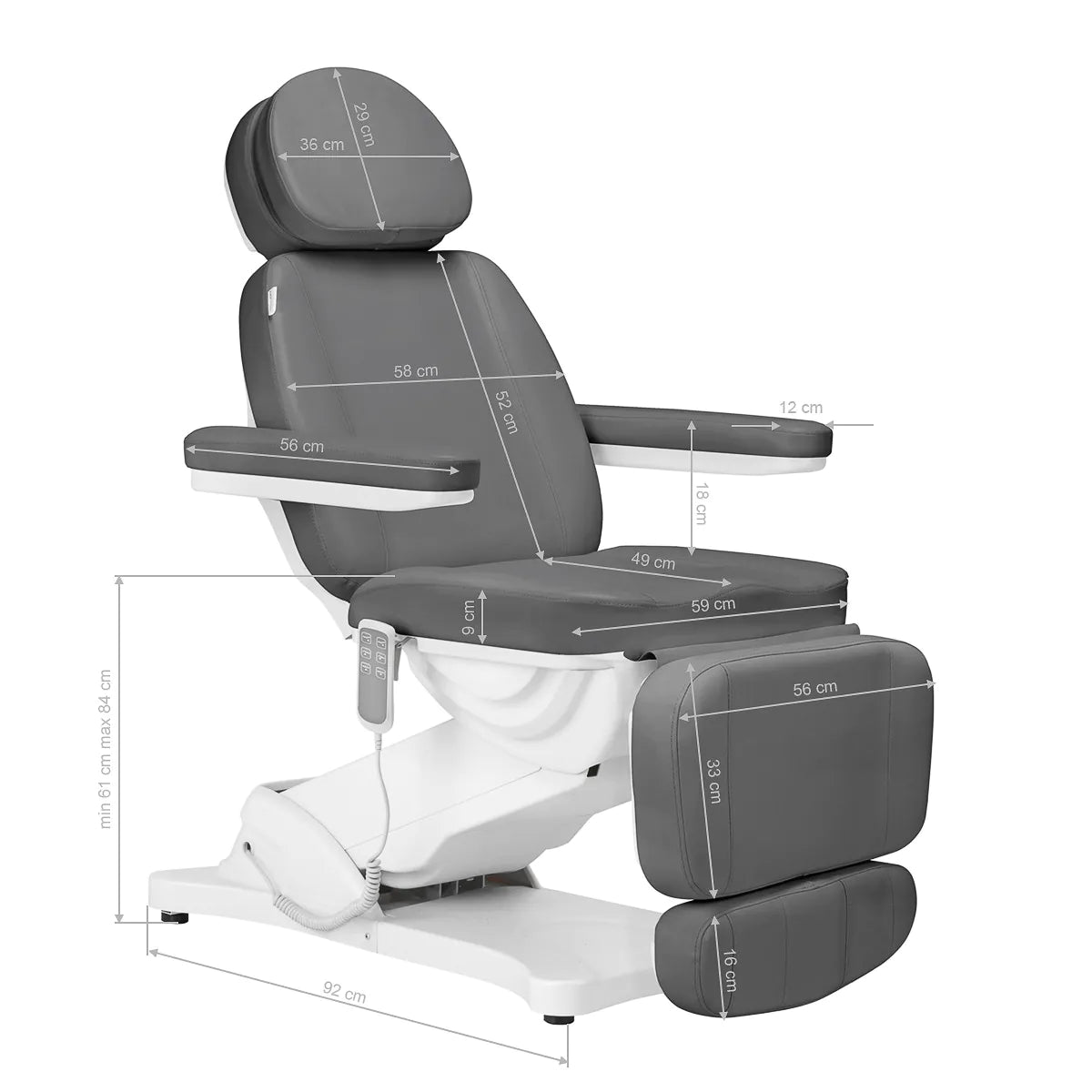 Elektryczny fotel kosmetyczny SILLON CLASSIC 3 silniki szary 