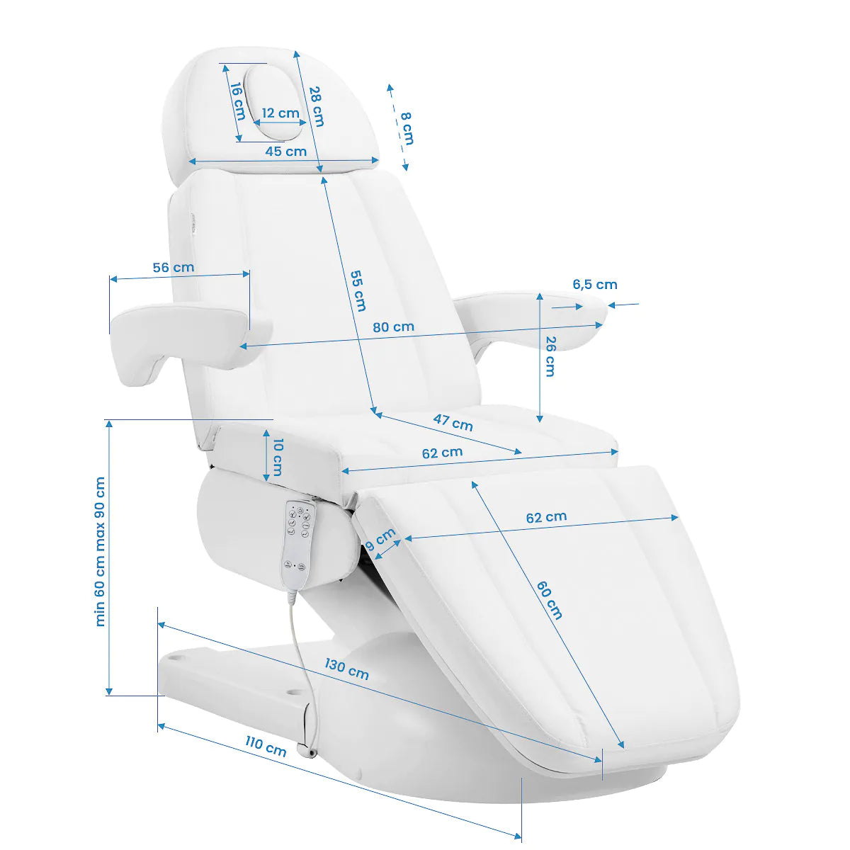 Azzurro Lux 3-motor electric wheelchair with heating